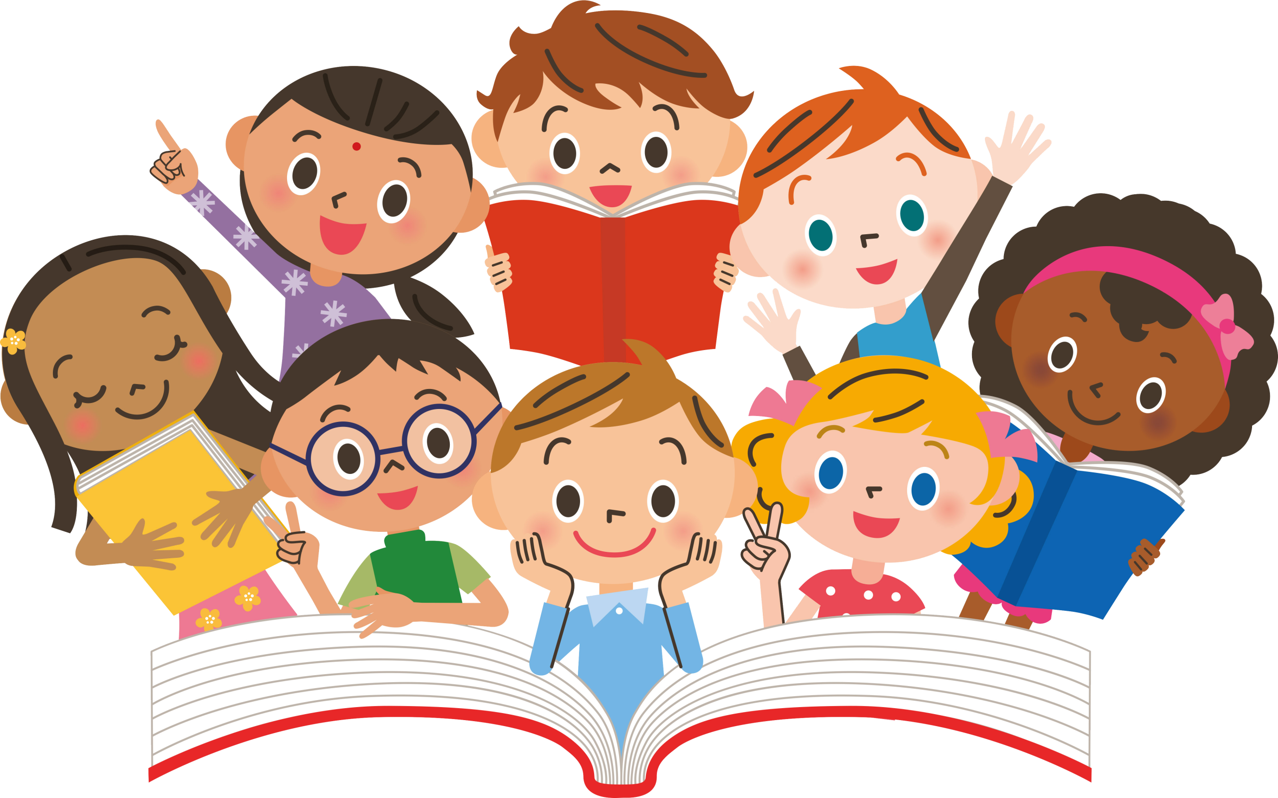 children with red book illustration kdktnq