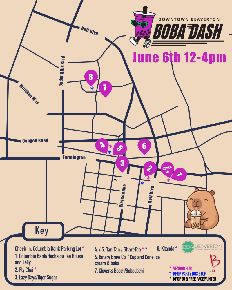 Beaverton Downtown Association Boba Dash Map 2026 Beaverton Downtown Association Boba Dash Map 2026